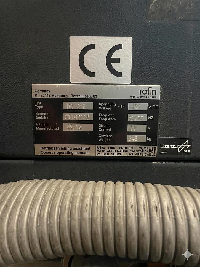 Ricondizionato Sorgente laser C02 Rofin Sinar DC025