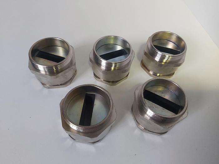 5 Stück Flachkabelverschraubung, MS vernickelt, PG29, 8x30mm, Lütze neuwertig