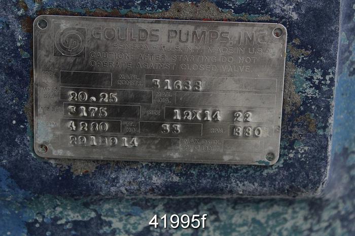 Used Goulds 3175 12x14x22 Pump, CF8M Casing, 4-Vane SS Impeller #41995