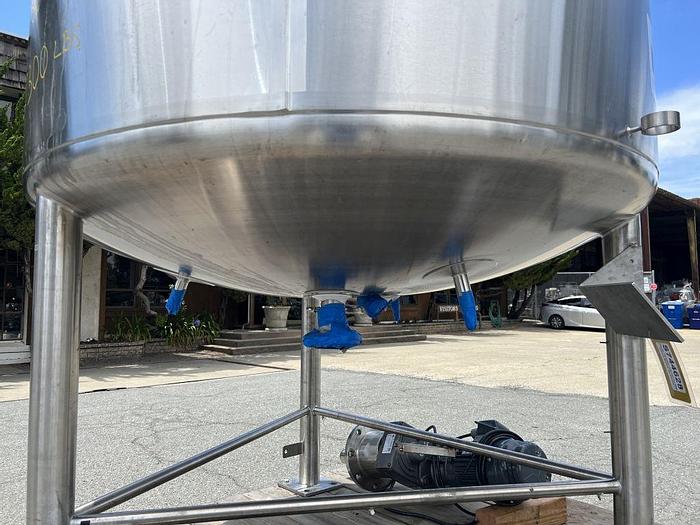 Used Tank, 740 Gallon, 316L Stainless Steel, Jacketed, Agitated, 10 PSI, T&C Stainless #L744629