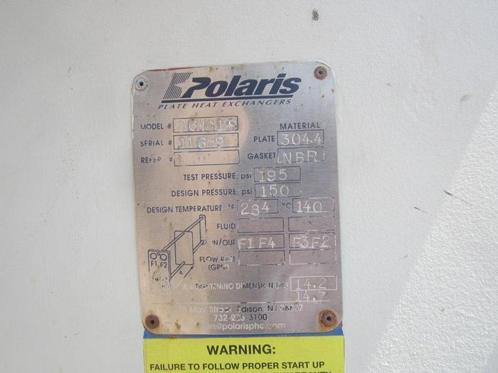 Used Heat Exchanger, Plate, 500 SF, S/st, Polaris, 150 PSI #S740012