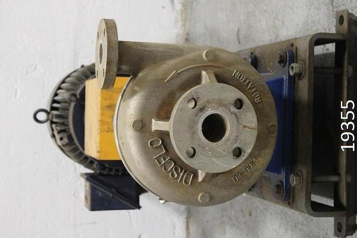 Used Discflo 2015.8 Pump, With 20 Hp, 3537 Rpm, 460 Volt, 256T Frame #19355