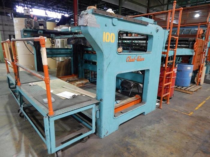 Used 100" CLARK AIKEN SINGLE ROTARY KNIFE SHEETER W/ SHAFTLESS UNWINDS