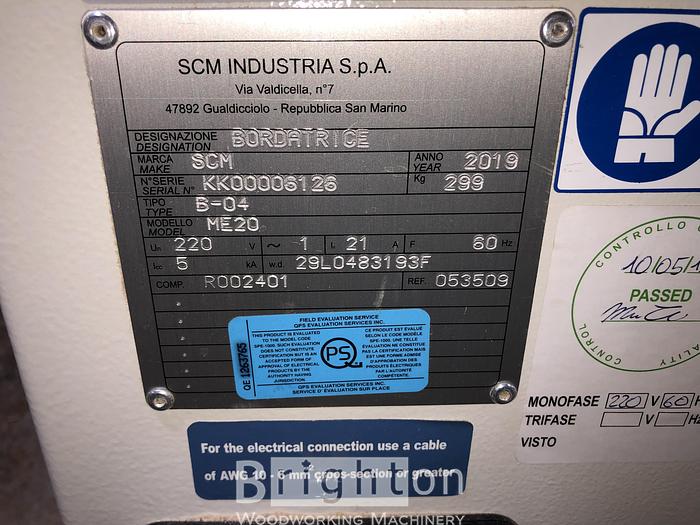 Used 2018 SCM ME20, used edgebander