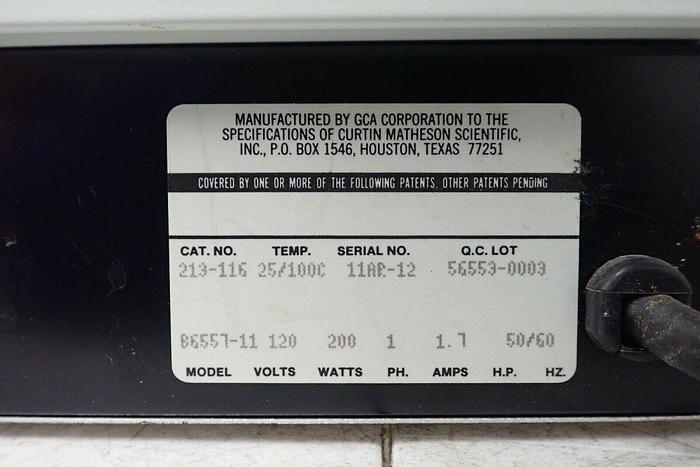Used Curtin Matheson Scientific 213-116 Model B6557-11 Equatherm Water Bath