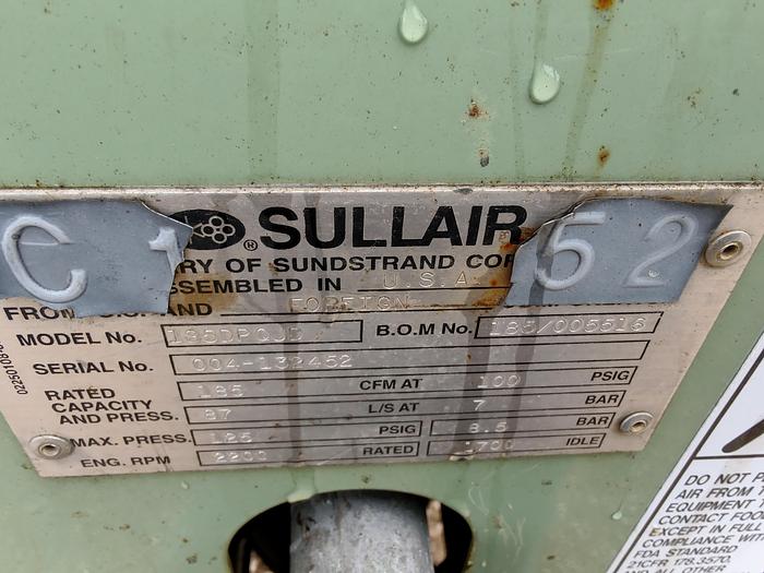 Used sullair 185DPQJD