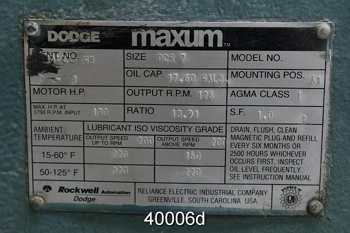 Used Dodge DCR 7 Gear Drive #40006