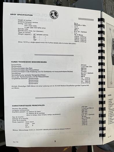 As new Tornio Parallelo COLCHESTER MASCOT 1600