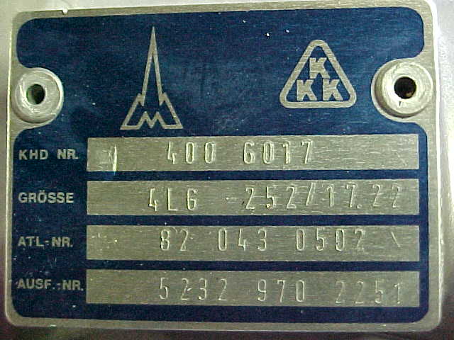 Used KKK 4LG-252/17.22