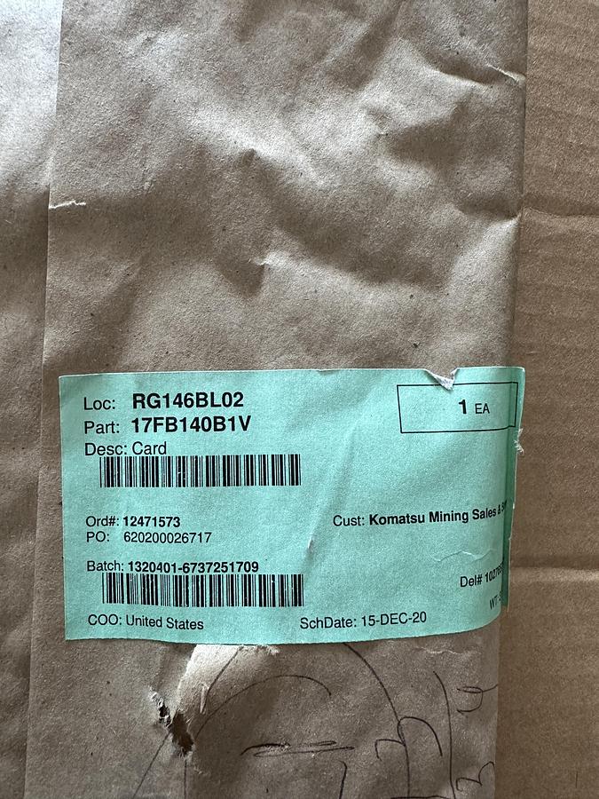 Cartão placa eletrônica KOMATSU XA3560 genuína 17FB140B1V