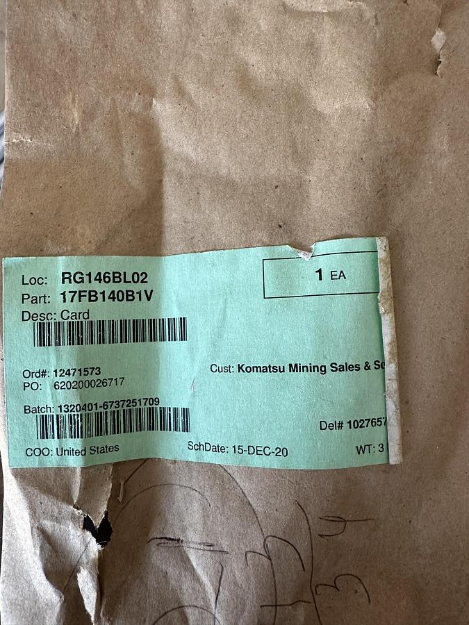 Cartão placa eletrônica KOMATSU XA3560 genuína 17FB140B1V
