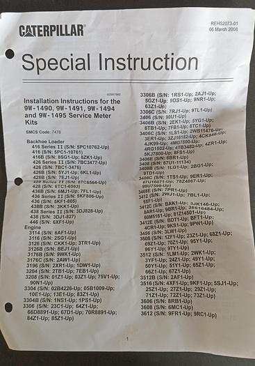 Kit Medidor de Serviço Caterpillar 9W-1495