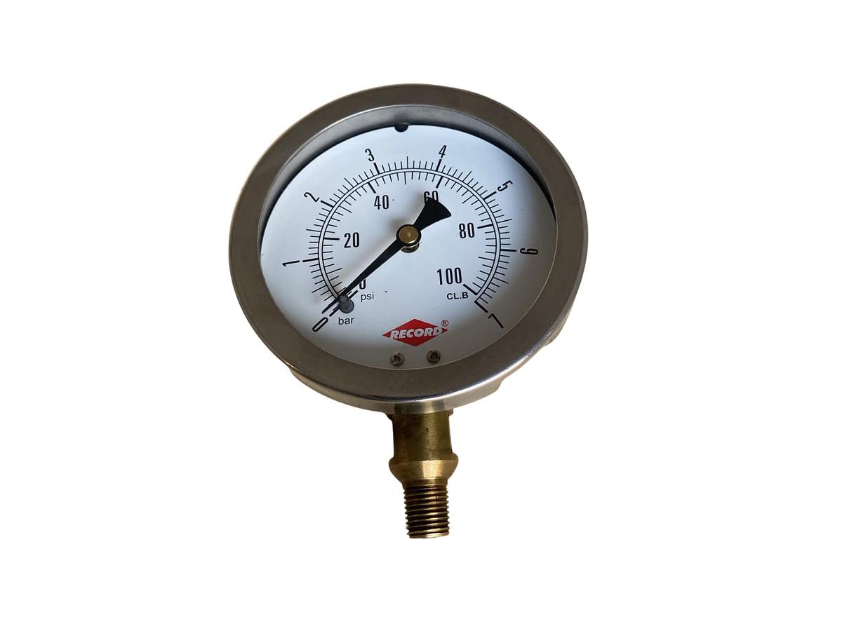  Manômetro Analógico Record 0–7 Bar / 0–100 PSI Classe B