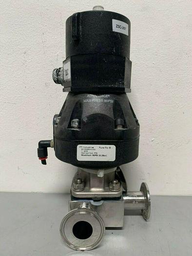Used ITT Pure-Flo A209 3-way Stainless Steel Diaphragm Valve w/ 2" Sanitary Fittings