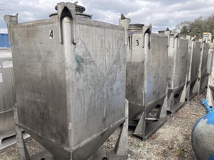 Used Matcon approximately 65 cu ft. stainless steel dry powder tote bin