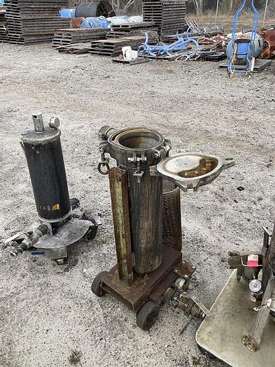 Used Used Filter Specialists Inc. Stainless steel bag filter.