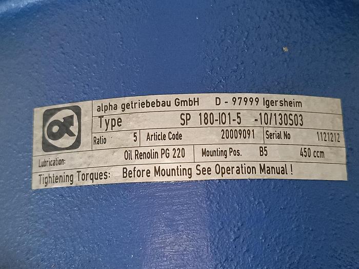 Servo Planetengetriebe Alpha, SP 180-I01-5 -10/130S03, I=5, Wittenstein, neu