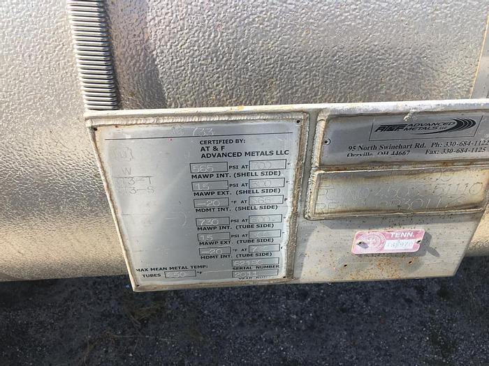 Used Unused AT&F Advanced Metals approximately 1,450 square foot Shell and Tube