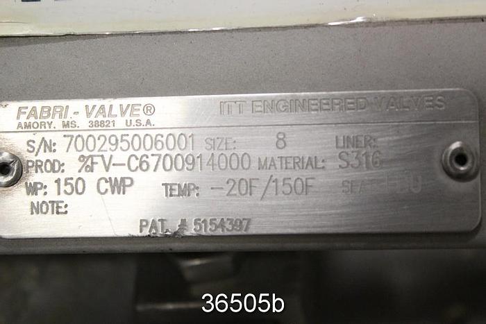 Used Fabri 8" Hand Operated Knife Gate Valve, FV-C6700914000 #36505