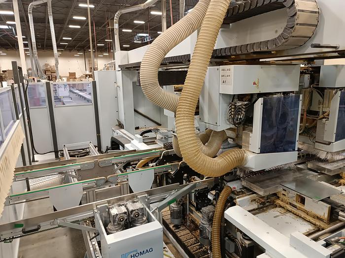 Used Homag BHT 500 CNC Dual Head Feed Through Boring Machine 