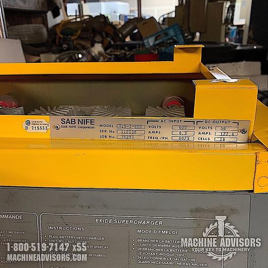 Used SAB NIFE S18-3-800 36V DC / 600V AC Forklift / Reach Truck Charger