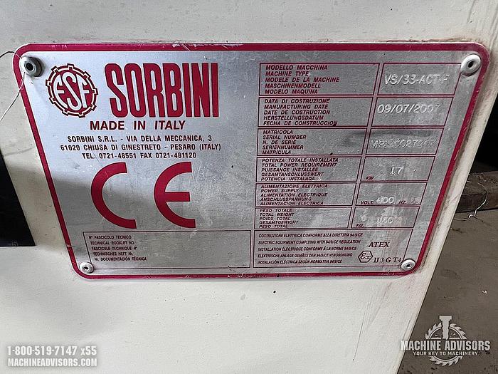 Used 2007 Sorbini VS/33-ACT-F Panel Cleaner