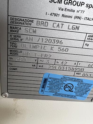 Used 2017 SCM K560 K560 HP T-ER2 Edgebander