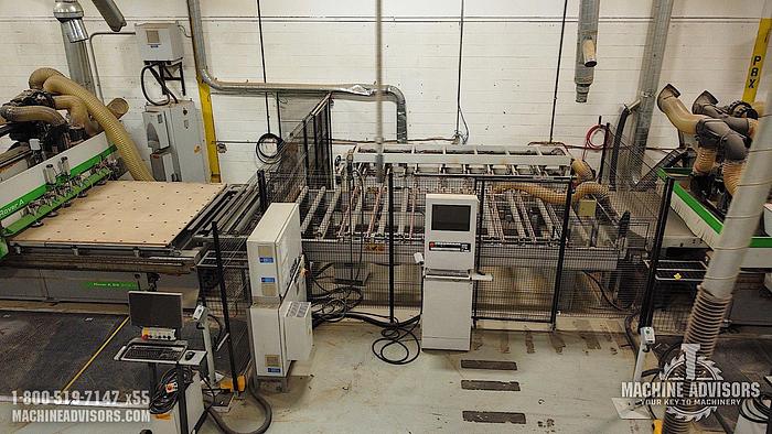 Used Biesse Rover A2231G Nested Based Double Cell (2) CNC Routers with Overturning Conveyor