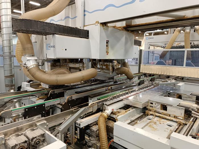 Used Homag BHT 500 CNC Dual Head Feed Through Boring Machine 