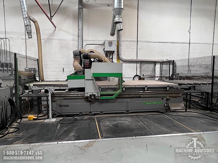 Used Biesse Rover A2231G Nested Based Double Cell (2) CNC Routers with Overturning Conveyor
