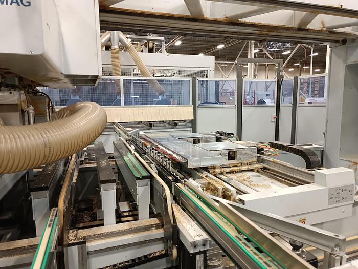 Used Homag BHT 500 CNC Dual Head Feed Through Boring Machine 