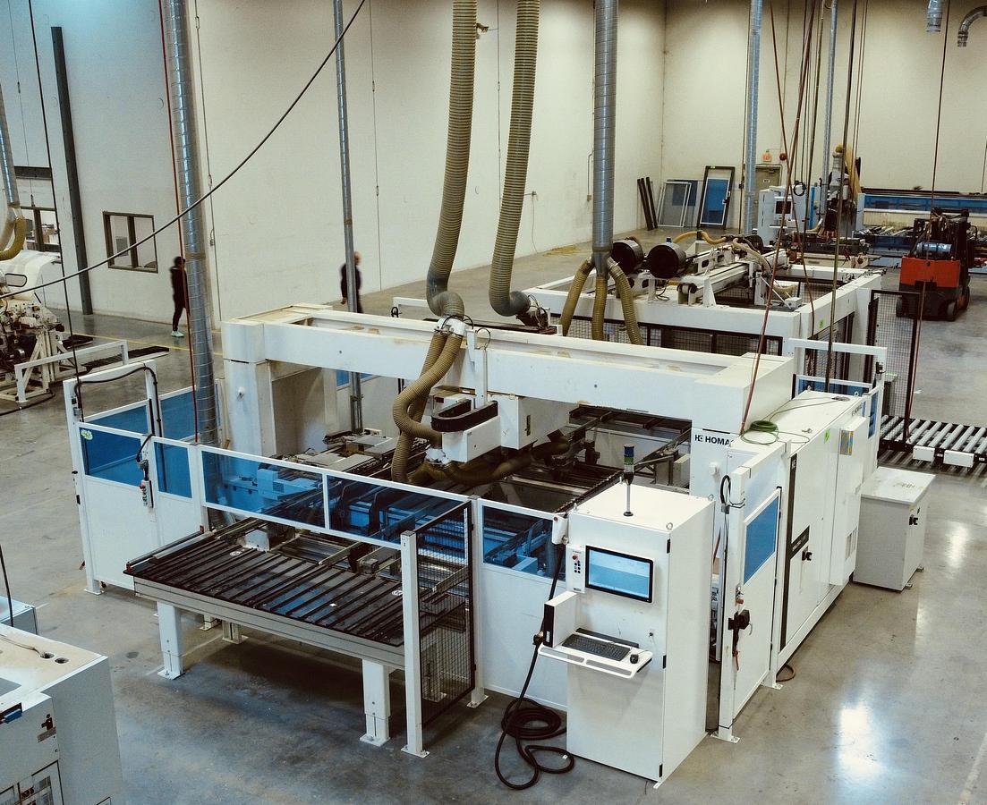 Used 2019 Homag Drillteq C-500 / BHT500 Gantry Flexible Automatic Feed-Through Drilling Machine w/ TSH501 Unloader Homag C-500 / BHT 500 / TSH501