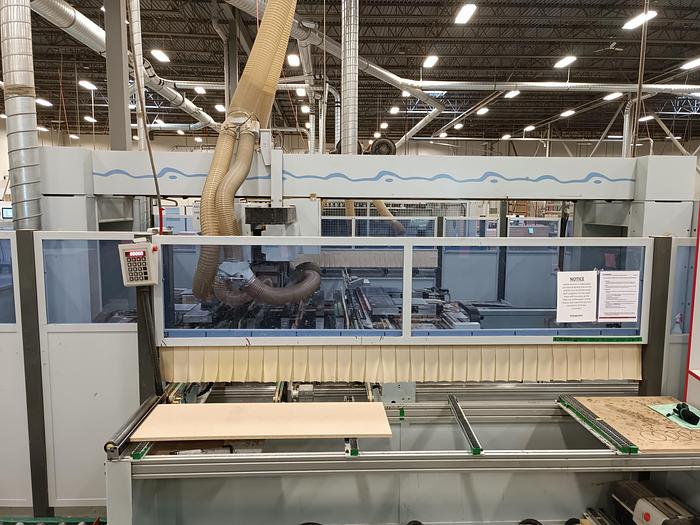 Used Homag BHT 500 CNC Dual Head Feed Through Boring Machine