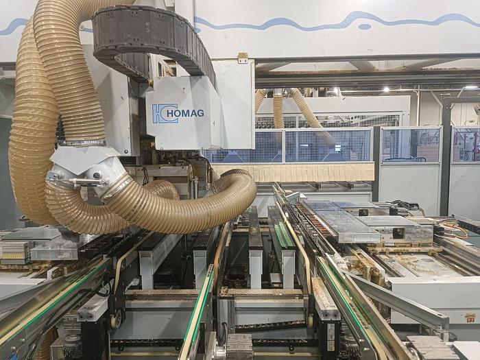 Used Homag BHT 500 CNC Dual Head Feed Through Boring Machine