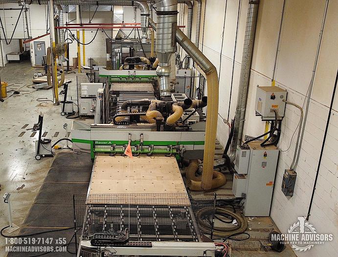 Used Biesse Rover A2231G Nested Based Double Cell (2) CNC Routers with Overturning Conveyor