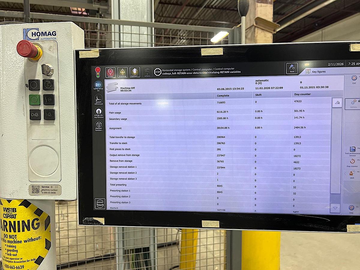 Used 2015 Homag Storeteq TLF 411 Panel Storage System
