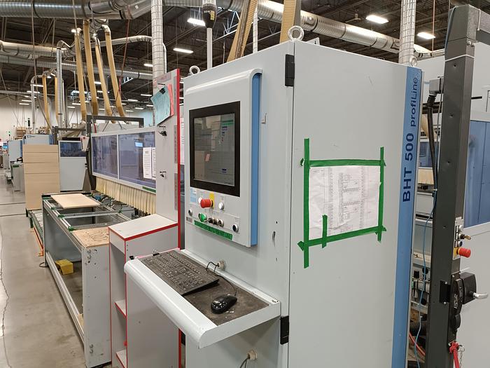 Used Homag BHT 500 CNC Dual Head Feed Through Boring Machine 