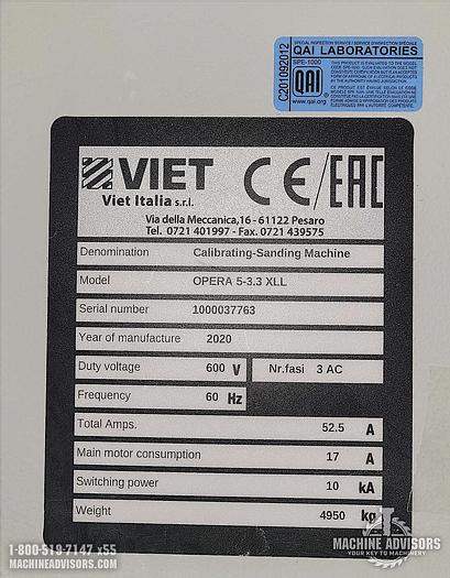 Used 2020 Biesse Viet Opera 5 XLL Calibrating-Sanding Machine