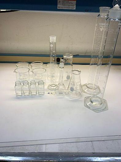 Assortment Of Glass Lab Cylinders & Bottles All New Not In Original Boxes