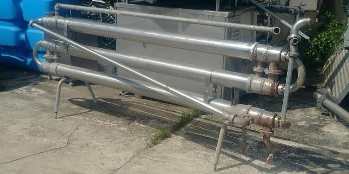 Used Pasteryzator rurowy( rura w rurze) trzy sekcyjny, nierdzewny - produkcji niemieckiej