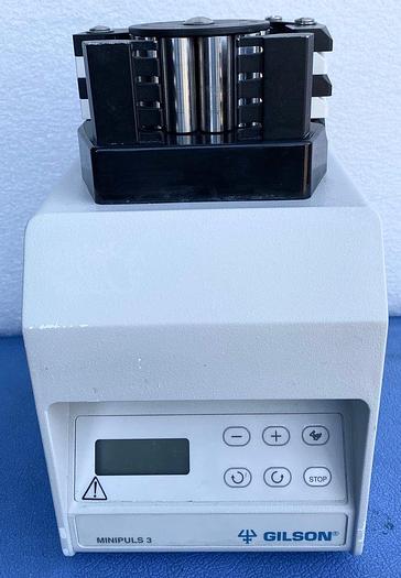 Used GILSON MINIPULS 3 Variable Speed Bi-Directional Peristaltic Pump 4-Channel Head Fully Tested