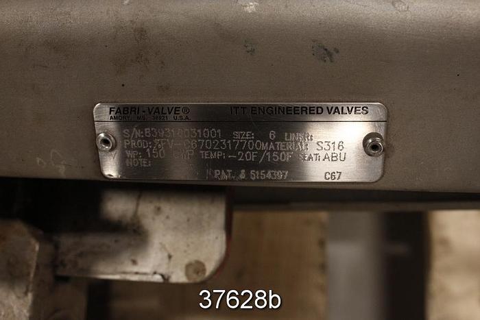 Used Fabri 6" Hand Operated Knife Gate Valve #37628