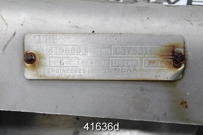 Used Fabri-Valve 6" Hand Operated Knife Gate #41636