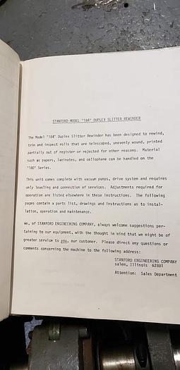 Used 30" STANFORD DUPLEX SLITTER REWINDER MODEL 184 20" REWIND DIAMETER