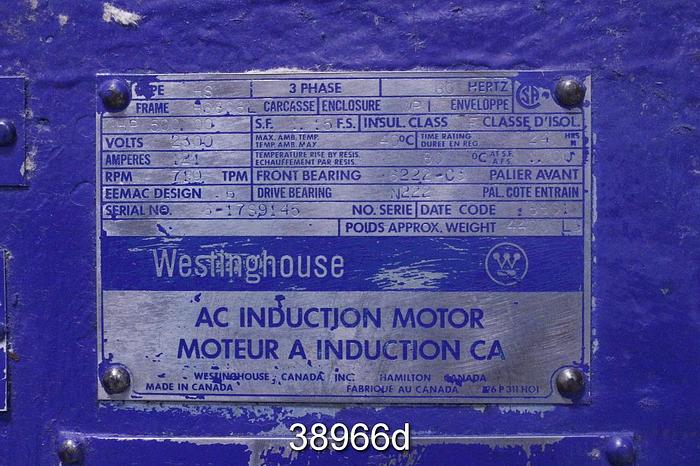 Used Westinghouse HS 500 Hp Ac Induction Motor, 2300 Volts, 710 Rpm #38966