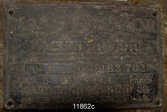 Used Nash H8 Vacuum Pump, 530 Rpm #11862