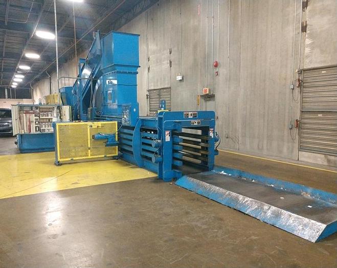 Used HARRIS SELCO MODEL HLO-128AT50 OPEN END HORIZONTAL AUTO-TIE BALER W/ CONVEYOR