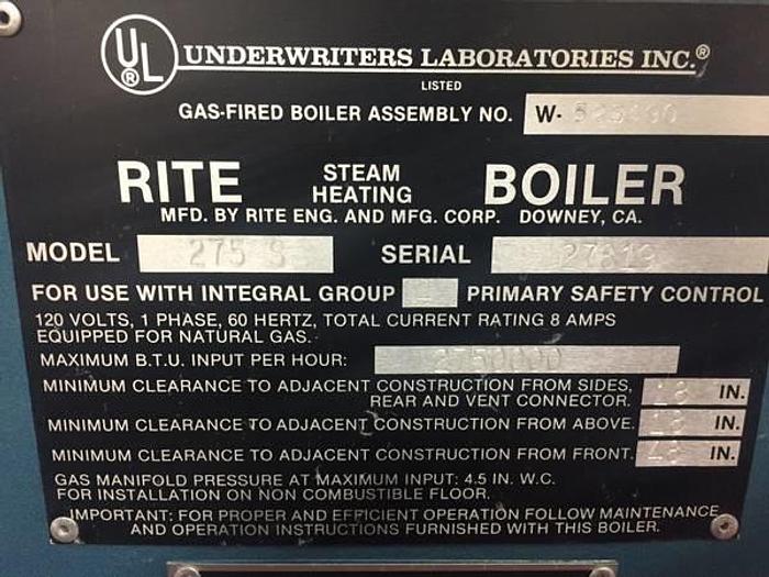 Used 2.75 million btu gas boiler