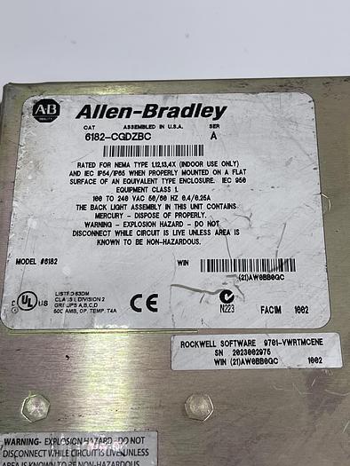 Used Allen-Bradley 6182-CGDZBC Ser A 