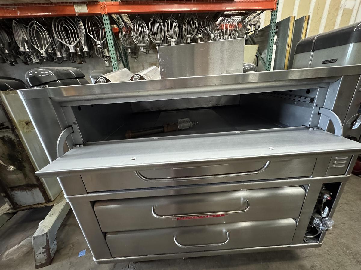 Refurbished Blodgett 961 Doublestack LP pizza oven comes with seasoned stones. Can be converted for an additional fee